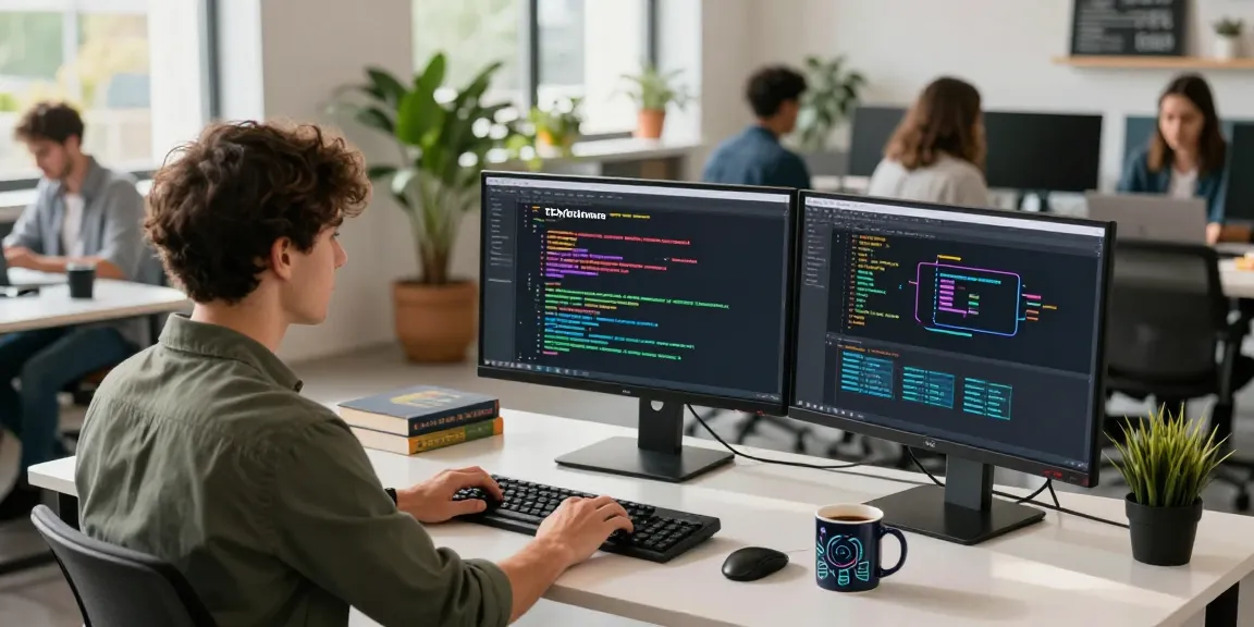 Coding environment showcasing the WPS Official Website in a vibrant workspace.
