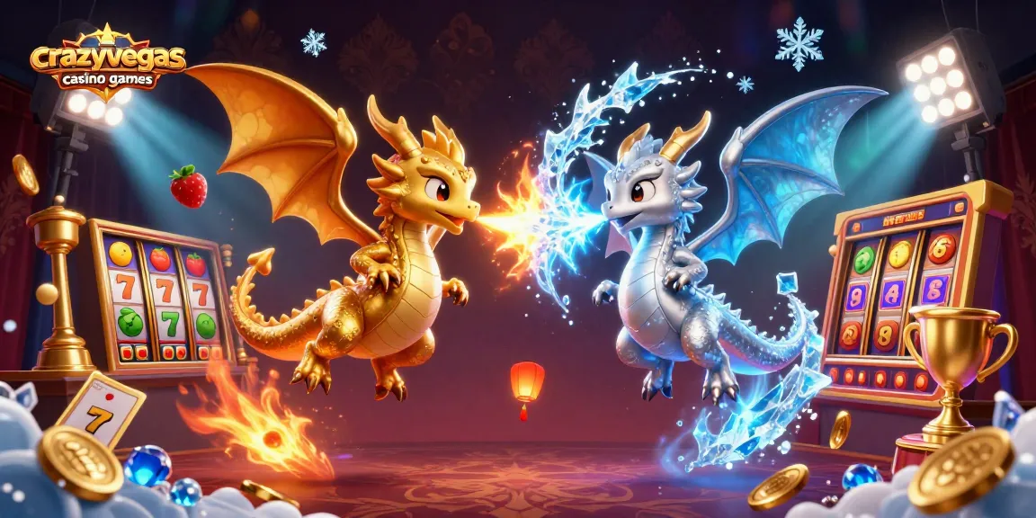 Engage with crazyvegas casino games in this dynamic 3D illustration featuring dragons and casino elements.